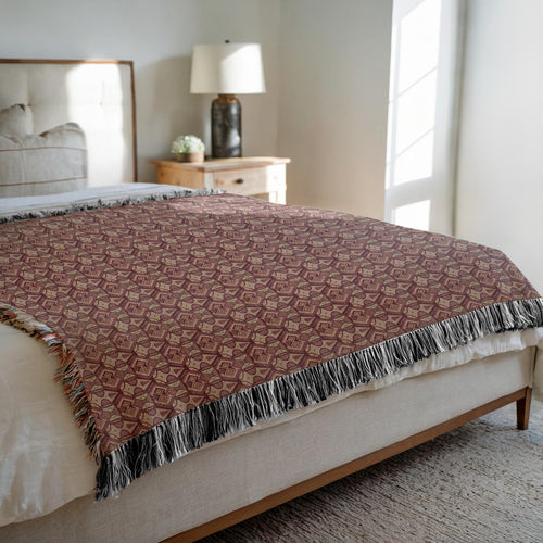 Afrocentric Cozy Decorative Woven Blankets - 3 Sizes - Home Décor & Gift Giving on Sample Bed
