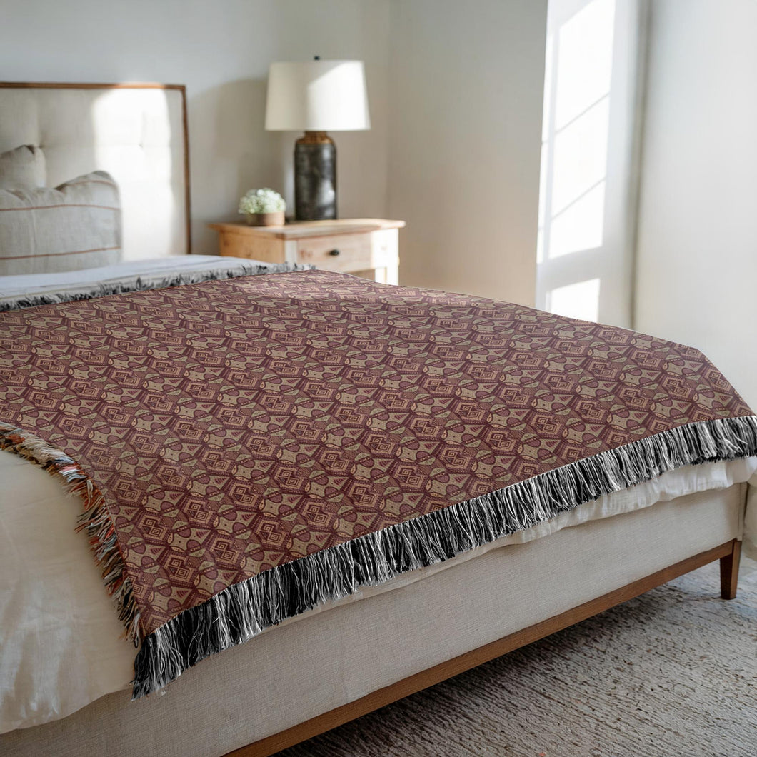Afrocentric Cozy Decorative Woven Blankets - 3 Sizes - Home Décor & Gift Giving on Sample Bed