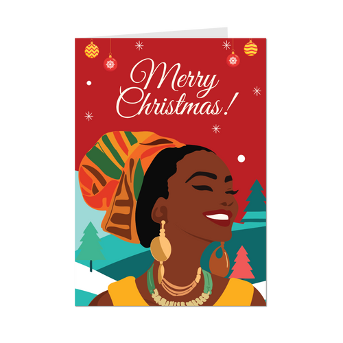 All Smiles Festive Spirit - Merry Christmas - African American Holiday Card Shop