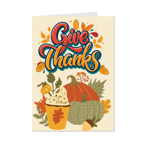 Autumn Warmth & Bliss - Give Thanks Greeting Cards - Front