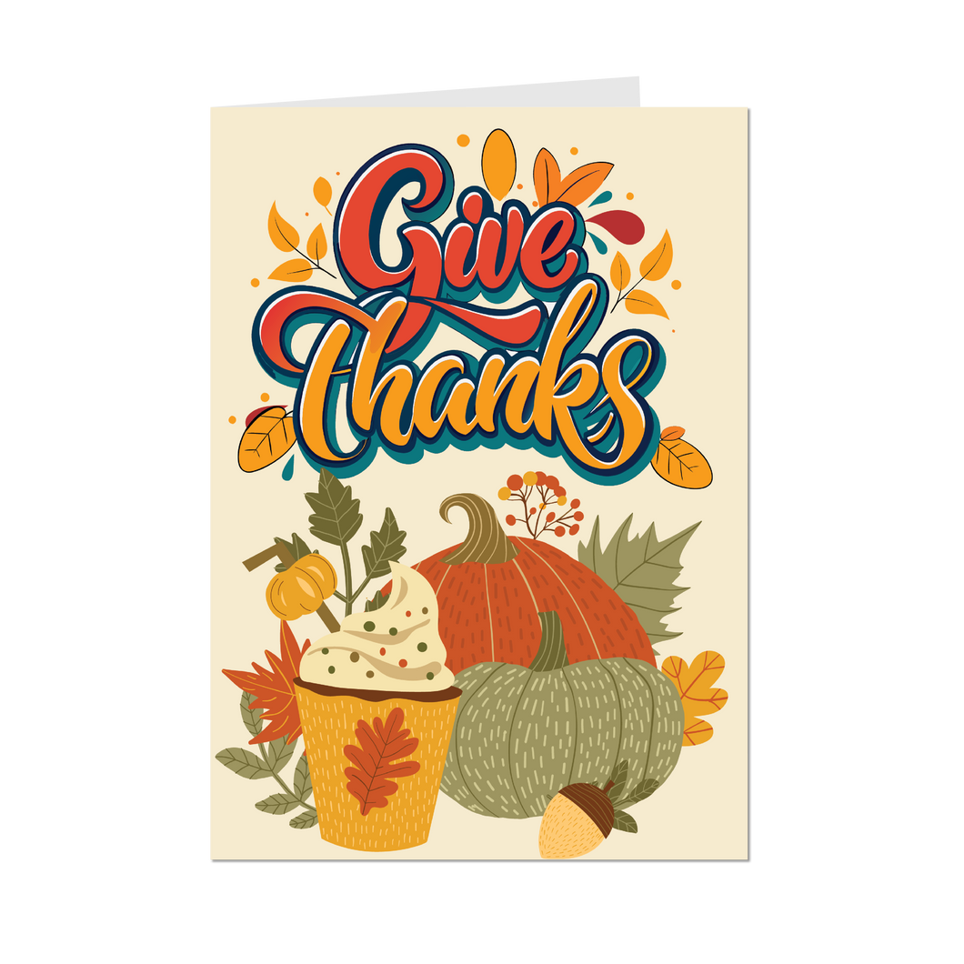 Autumn Warmth & Bliss - Give Thanks Greeting Cards - Front