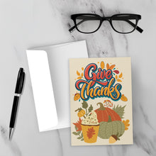 Load image into Gallery viewer, Autumn Warmth &amp; Bliss - Give Thanks Greeting Cards - Front (With Background)