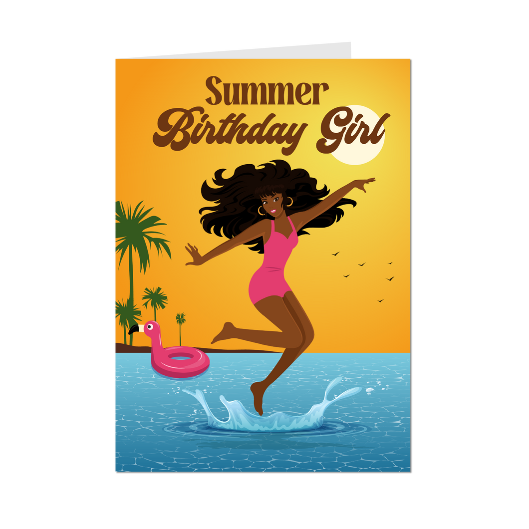 Beach Fun - Summer Birthday Girl - African American Birthday Cards