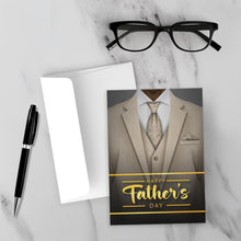 Load image into Gallery viewer, Beige Suit &amp; Tie - African American Dad - Happy Father's Day Card