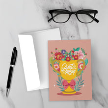 Load image into Gallery viewer, Best Mom Trophy - Mother&#39;s Day Greeting Cards - Celebrate Her Front Front with Sample Background