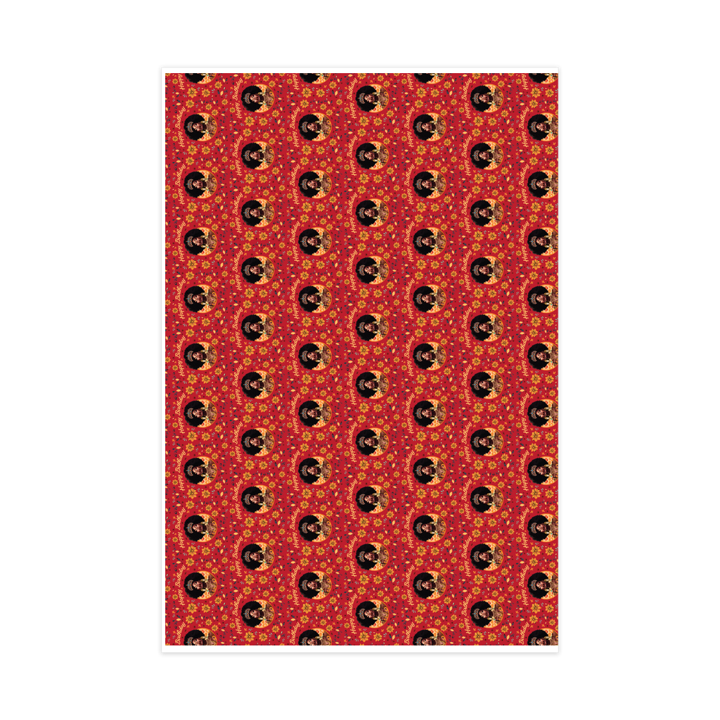 Birthday Crown & Jewelry - African American Woman - Birthday Gift Wrapping Paper Roll - Front View