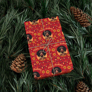Birthday Crown & Jewelry - African American Woman - Birthday Gift Wrapping Paper Roll - Wrapped Gift Sample Photo