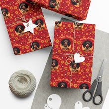 Load image into Gallery viewer, Birthday Crown &amp; Jewelry - African American Woman - Birthday Gift Wrapping Paper Roll - Wrapped Gifts Sample Photo