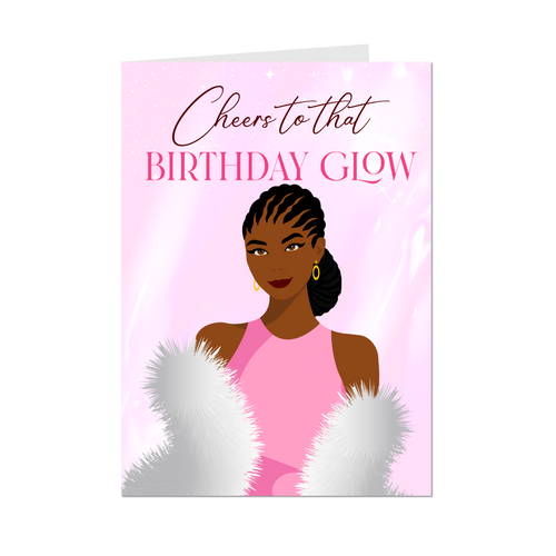 Birthday Fancy Woman - Cheers to that Birthday Glow - Black Card Shop - Front