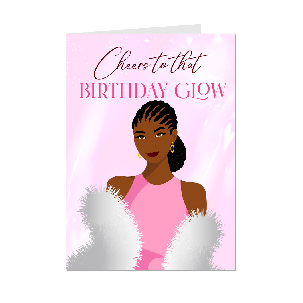 Birthday Fancy Woman - Cheers to that Birthday Glow - Black Card Shop - Front