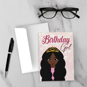 Birthday Girl Tiara - African American Birthday Card Shop - Front With Background