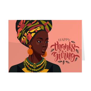 Hair Wrap  & Jewelry - African American Woman - Thanksgiving Greeting Card