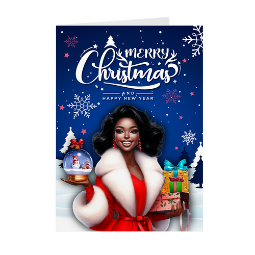 Merry Christmas & Happy New Year - Black Woman - Christmas Greeting Cards