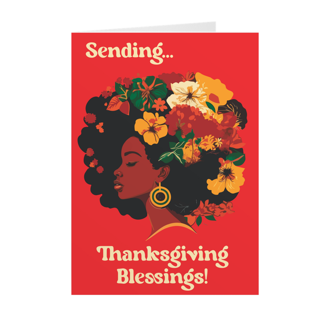 Sending Thanksgiving Blessings - African American Woman - Card