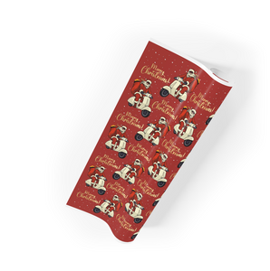 On the Go Black Santa - Christmas Gift Wrapping Paper Roll (Red)