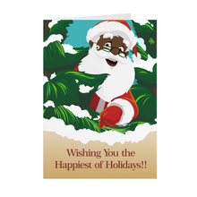 Load image into Gallery viewer, Wishing You the Happiest of Holidays - Black Santa Greeting Cards