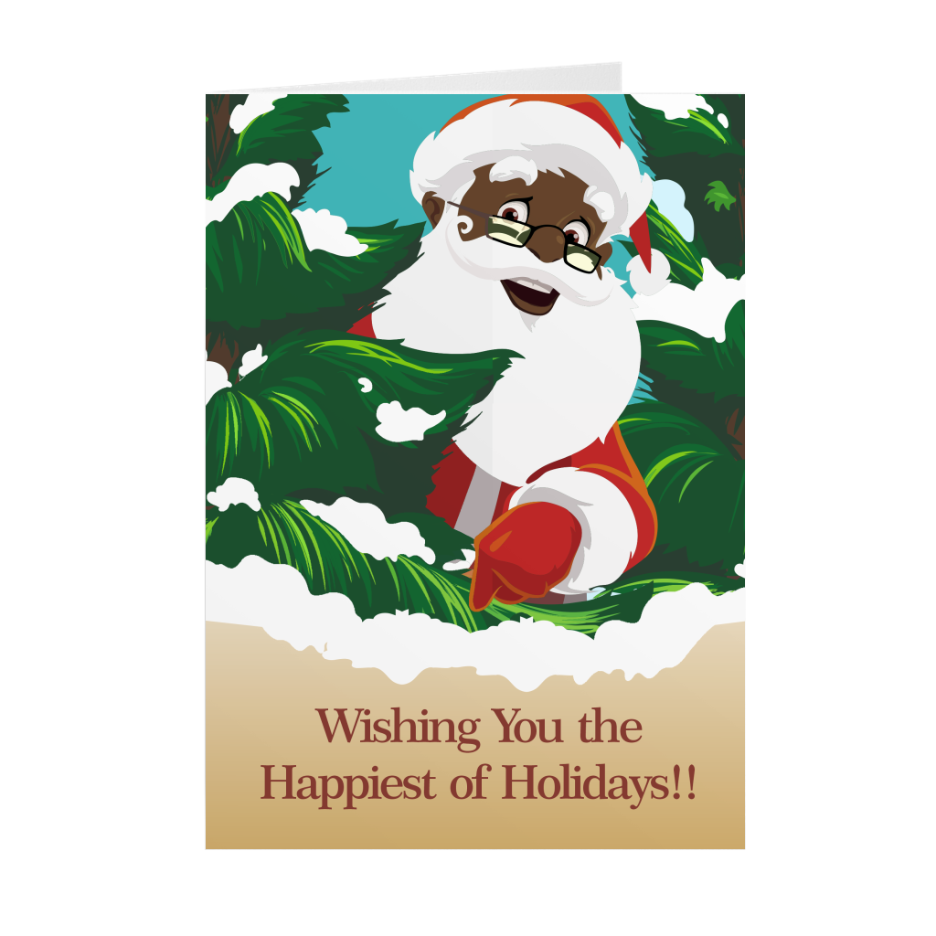 Wishing You the Happiest of Holidays - Black Santa Greeting Cards