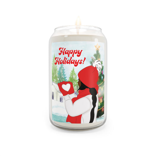 Black Girl Snow Heart - Holiday Scented Soy Candles - 13.75oz | Festive Aromas for Home Decor Front