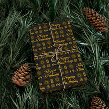Load image into Gallery viewer, Black &amp; Gold - Happy Birthday Gift Wrapping Paper Roll - Wrapped Gift Sample Photo