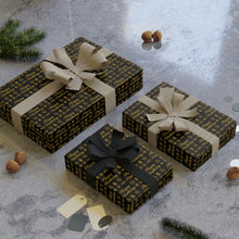 Load image into Gallery viewer, Black &amp; Gold - Happy Birthday Gift Wrapping Paper Roll - Wrapped Gifts 2
