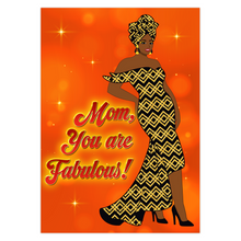 Load image into Gallery viewer, Black &amp; Gold Dress &amp; Turban - African American Mom - Fabulous Mom - Happy Mother's Day Greeting Cards - Curvy Figure