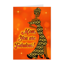 Load image into Gallery viewer, Black &amp; Gold Dress &amp; Turban - African American Mom - Fabulous Mom - Happy Mother's Day Greeting Cards