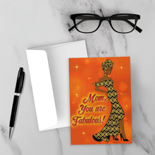 Load image into Gallery viewer, Black &amp; Gold Dress &amp; Turban - African American Mom - Fabulous Mom - Happy Mother's Day Greeting Cards