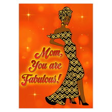 Load image into Gallery viewer, Black &amp; Gold Dress &amp; Turban - African American Mom - Fabulous Mom - Happy Mother's Day Greeting Cards