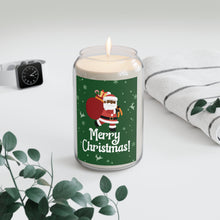 Load image into Gallery viewer, Black Santa Christmas Scented Soy Candle - Merry Christmas Design, 13.75oz - Green mock up view