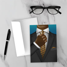 Load image into Gallery viewer, Black Suit &amp; Colors of Africa Tie - African American Male - Black Card Shop