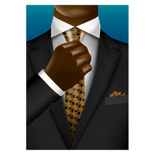 Load image into Gallery viewer, Black Suit &amp; Colors of Africa Tie - African American Male - Black Card Shop
