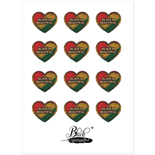 Black is Beautiful - Colors of Africa Heart Sticker Set - Sample