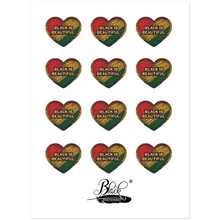 Load image into Gallery viewer, Black is Beautiful - Colors of Africa Heart Sticker Set - Sample Photo