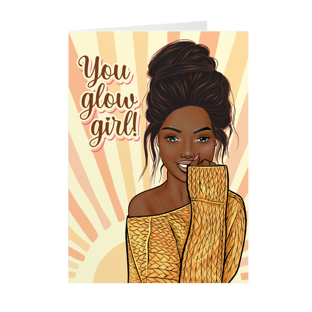 Sunshine You Glow Girl - African American Woman - Inspirational Greeting Cards
