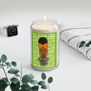 Braided Hair Black Woman - Empowering Scented Candle for Self-Care, Relaxation, Positive Vibes with Sample Background