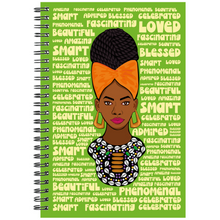 Load image into Gallery viewer, Braided Hair Black Woman - Empowering Spiral Notebook Front 2