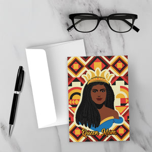 Braided Hair Queen Mom - African American Woman - Mother's Day Cards Front with Sample Background