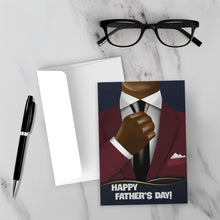 Load image into Gallery viewer, Burgundy Suit &amp; Black Tie - African American Dad - Happy Father's Day Card