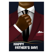 Load image into Gallery viewer, Burgundy Suit &amp; Black Tie - African American Dad - Happy Father's Day Card