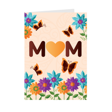 Load image into Gallery viewer, Butterflies &amp; Flowers Heart Mom - Love - Greeting Card for Mom Front