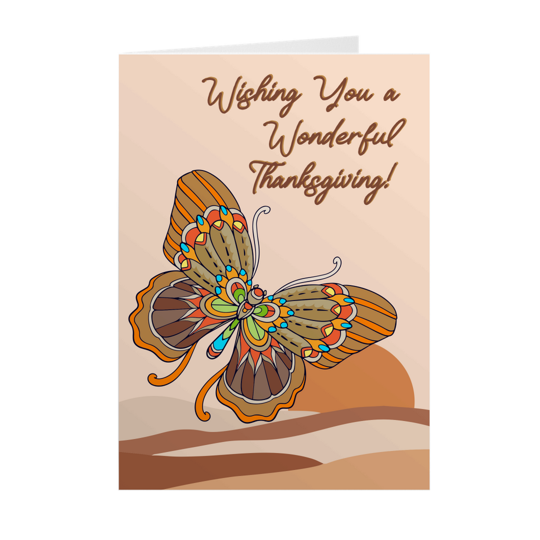 Colorful Butterfly - Wonderful Thanksgiving - Holiday Greeting Card