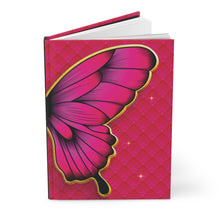 Load image into Gallery viewer, Butterfly Wing Hardcover Journal — Gold &amp; Pink Glam Notebook for Notes &amp; Journaling