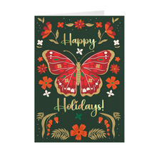 Load image into Gallery viewer, Butterfly Happy Holiday Greeting Cards