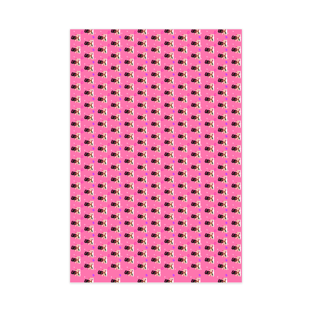 Castle, Crowns & Hearts - African American Woman - Pink Gift Wrapping Paper Roll - Front View