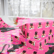 Load image into Gallery viewer, Castle, Crowns &amp; Hearts - African American Woman - Pink Gift Wrapping Paper Roll - Wrapped Gifts