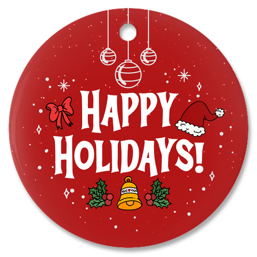Christmas Cheer - Happy Holidays Porcelain Ornaments Front
