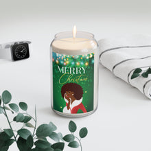 Load image into Gallery viewer, Christmas Scented Soy Candle - African American Woman — Holiday 13.75oz (Green) 1