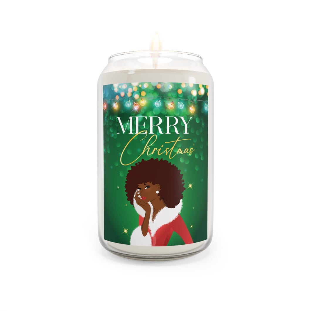 Christmas Scented Soy Candle - African American Woman — Holiday 13.75oz (Green)