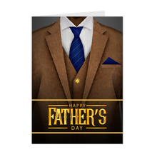 Load image into Gallery viewer, Coffee Brown Suit &amp; Blue Tie - African American Dad - Happy Father's Day Card - Elegant Man