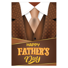 Load image into Gallery viewer, Coffee Brown Suit &amp; Tie - African American Dad - Happy Father's Day Card - Elegant Man